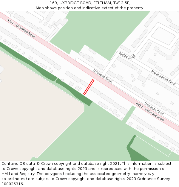 169, UXBRIDGE ROAD, FELTHAM, TW13 5EJ: Location map and indicative extent of plot