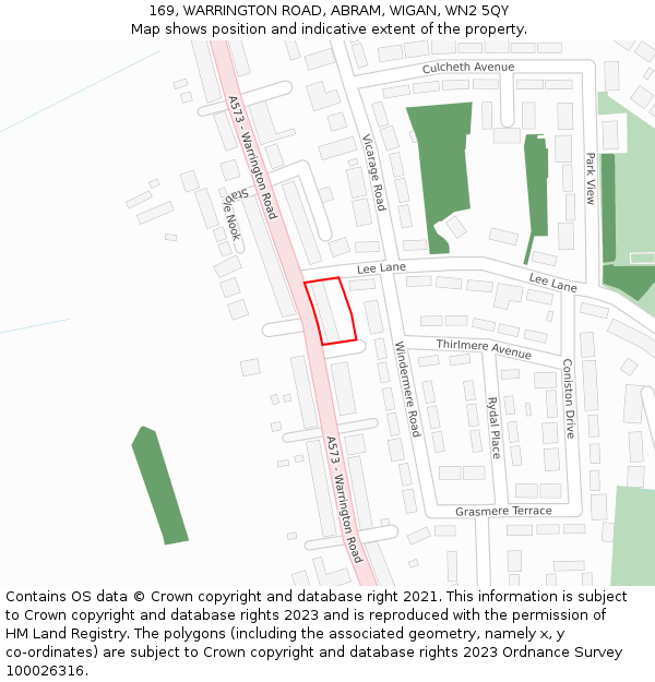 169, WARRINGTON ROAD, ABRAM, WIGAN, WN2 5QY: Location map and indicative extent of plot
