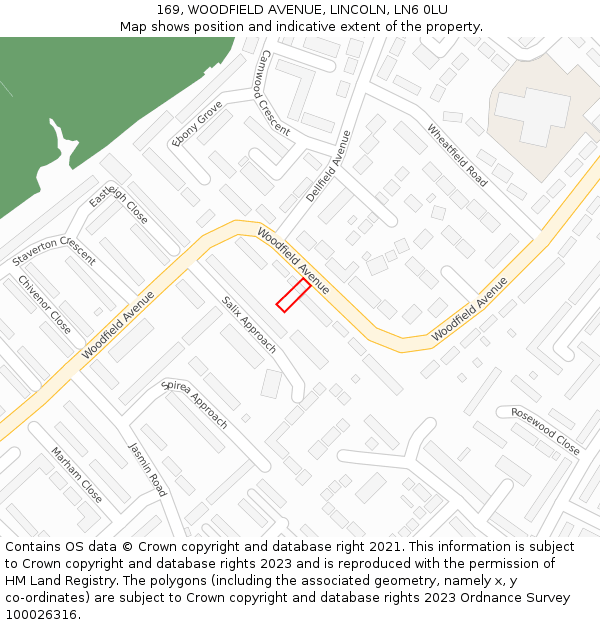 169, WOODFIELD AVENUE, LINCOLN, LN6 0LU: Location map and indicative extent of plot