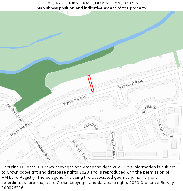 169, WYNDHURST ROAD, BIRMINGHAM, B33 9JN: Location map and indicative extent of plot