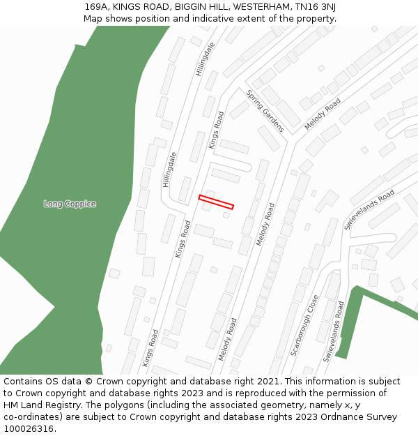 169A, KINGS ROAD, BIGGIN HILL, WESTERHAM, TN16 3NJ: Location map and indicative extent of plot