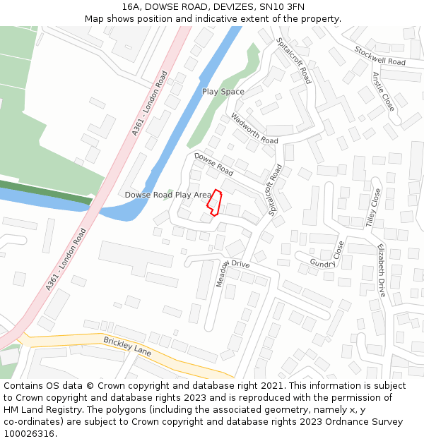 16A, DOWSE ROAD, DEVIZES, SN10 3FN: Location map and indicative extent of plot