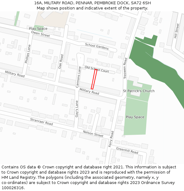 16A, MILITARY ROAD, PENNAR, PEMBROKE DOCK, SA72 6SH: Location map and indicative extent of plot