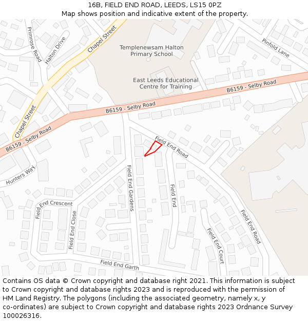 16B, FIELD END ROAD, LEEDS, LS15 0PZ: Location map and indicative extent of plot