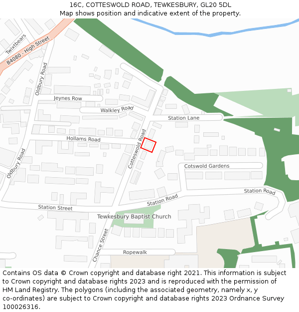 16C, COTTESWOLD ROAD, TEWKESBURY, GL20 5DL: Location map and indicative extent of plot