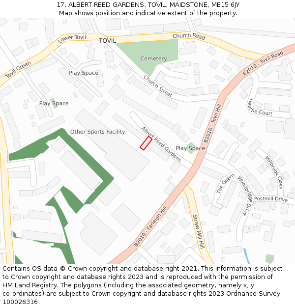 17, ALBERT REED GARDENS, TOVIL, MAIDSTONE, ME15 6JY: Location map and indicative extent of plot