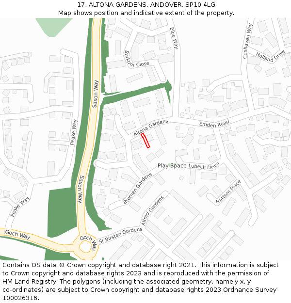 17, ALTONA GARDENS, ANDOVER, SP10 4LG: Location map and indicative extent of plot