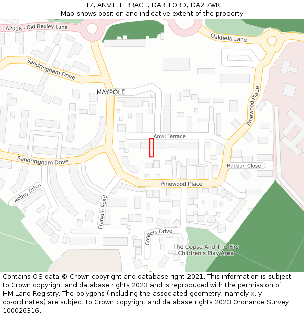 17, ANVIL TERRACE, DARTFORD, DA2 7WR: Location map and indicative extent of plot