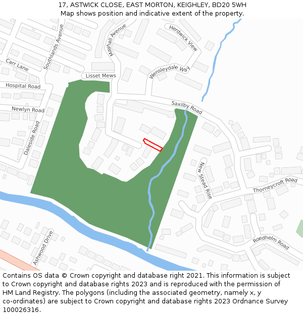 17, ASTWICK CLOSE, EAST MORTON, KEIGHLEY, BD20 5WH: Location map and indicative extent of plot