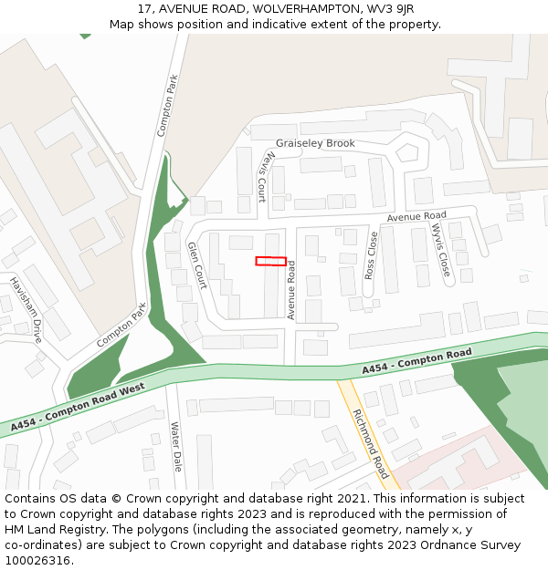 17, AVENUE ROAD, WOLVERHAMPTON, WV3 9JR: Location map and indicative extent of plot