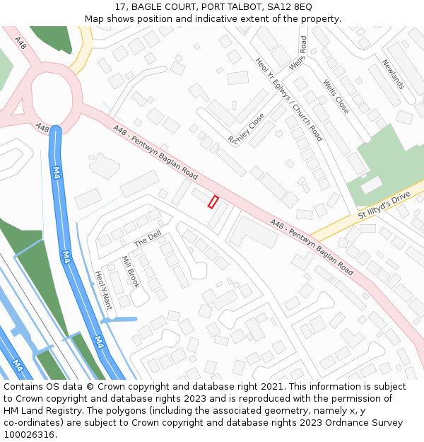 17, BAGLE COURT, PORT TALBOT, SA12 8EQ: Location map and indicative extent of plot