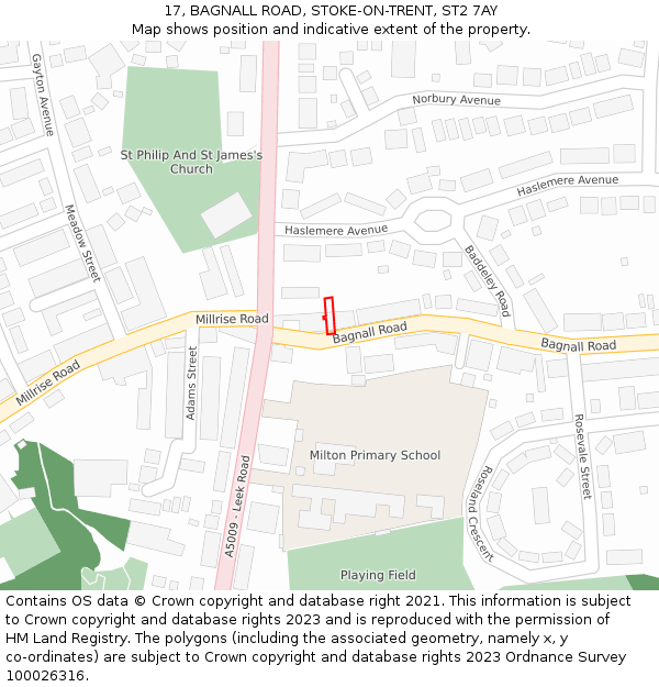 17, BAGNALL ROAD, STOKE-ON-TRENT, ST2 7AY: Location map and indicative extent of plot