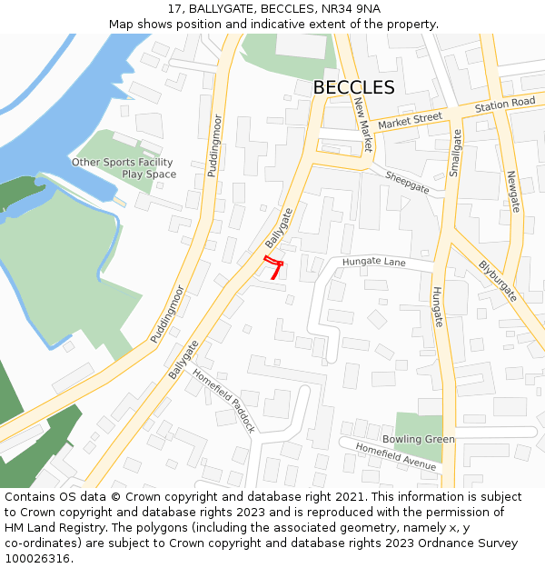 17, BALLYGATE, BECCLES, NR34 9NA: Location map and indicative extent of plot