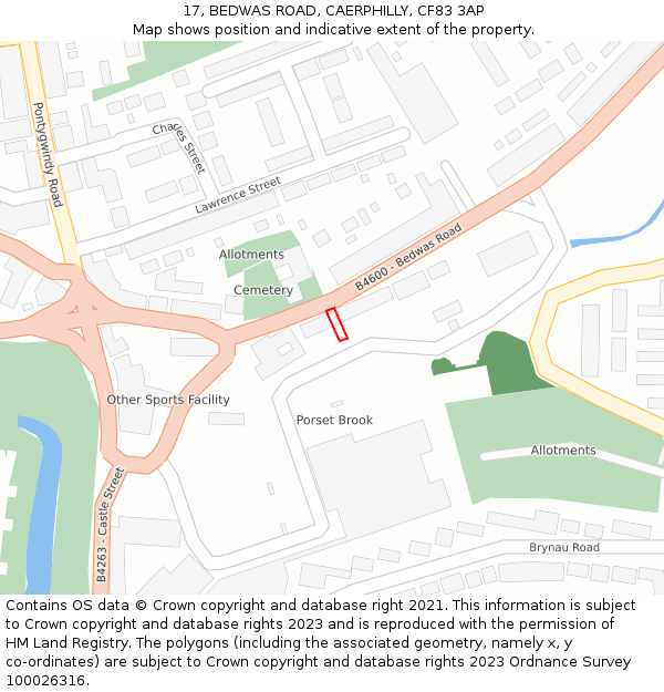 17, BEDWAS ROAD, CAERPHILLY, CF83 3AP: Location map and indicative extent of plot
