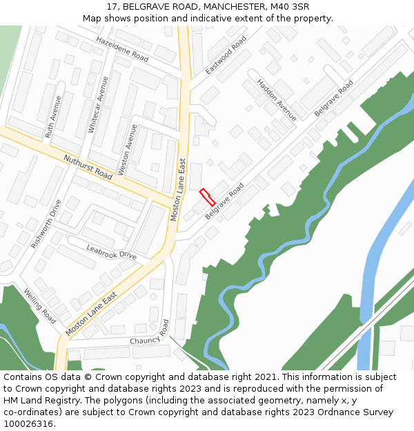 17, BELGRAVE ROAD, MANCHESTER, M40 3SR: Location map and indicative extent of plot