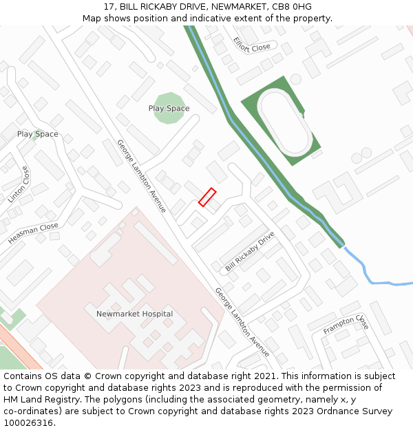 17, BILL RICKABY DRIVE, NEWMARKET, CB8 0HG: Location map and indicative extent of plot