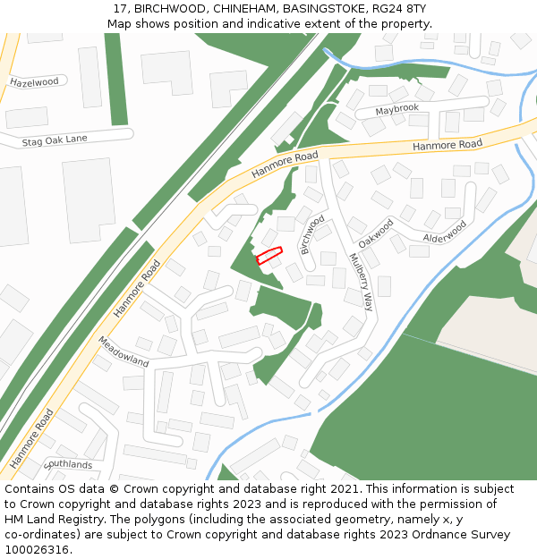 17, BIRCHWOOD, CHINEHAM, BASINGSTOKE, RG24 8TY: Location map and indicative extent of plot