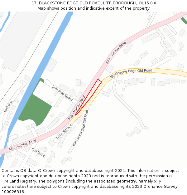 17, BLACKSTONE EDGE OLD ROAD, LITTLEBOROUGH, OL15 0JX: Location map and indicative extent of plot