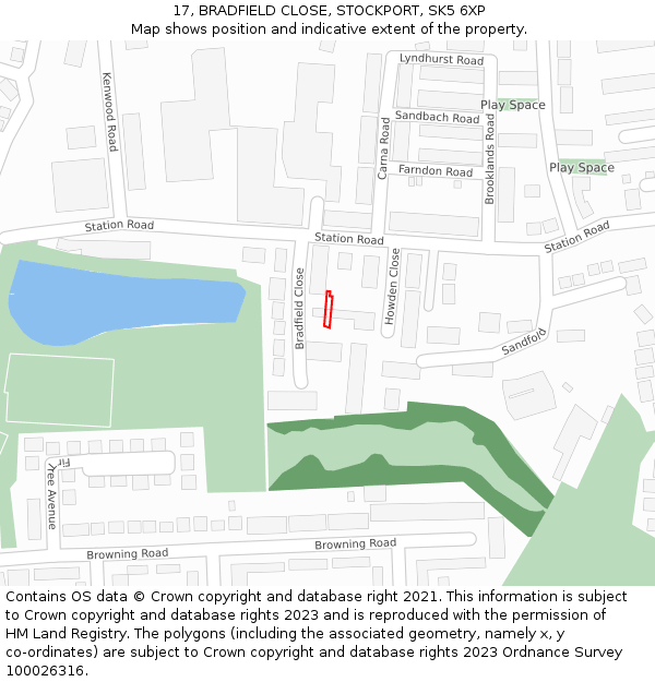 17, BRADFIELD CLOSE, STOCKPORT, SK5 6XP: Location map and indicative extent of plot