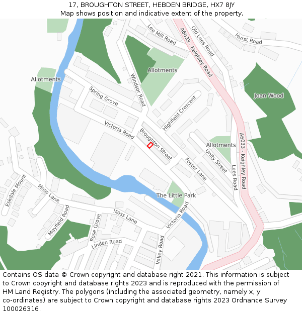 17, BROUGHTON STREET, HEBDEN BRIDGE, HX7 8JY: Location map and indicative extent of plot