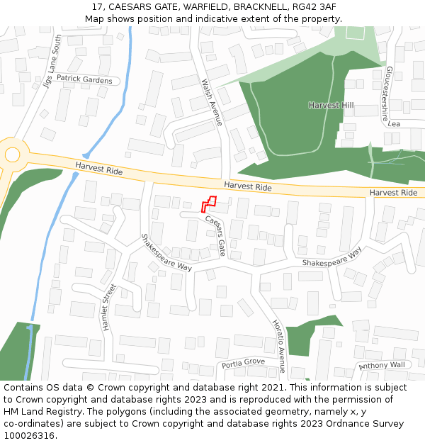 17, CAESARS GATE, WARFIELD, BRACKNELL, RG42 3AF: Location map and indicative extent of plot