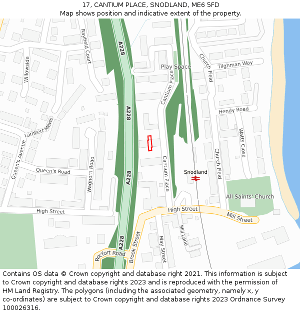 17, CANTIUM PLACE, SNODLAND, ME6 5FD: Location map and indicative extent of plot