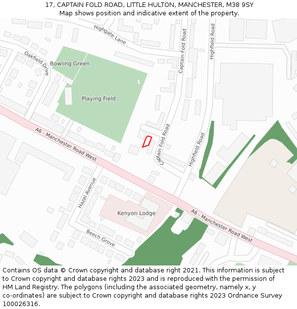 17, CAPTAIN FOLD ROAD, LITTLE HULTON, MANCHESTER, M38 9SY: Location map and indicative extent of plot