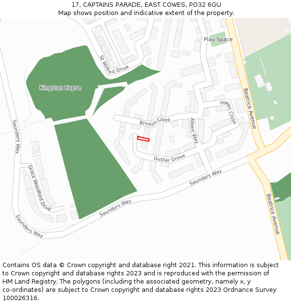 17, CAPTAINS PARADE, EAST COWES, PO32 6GU: Location map and indicative extent of plot