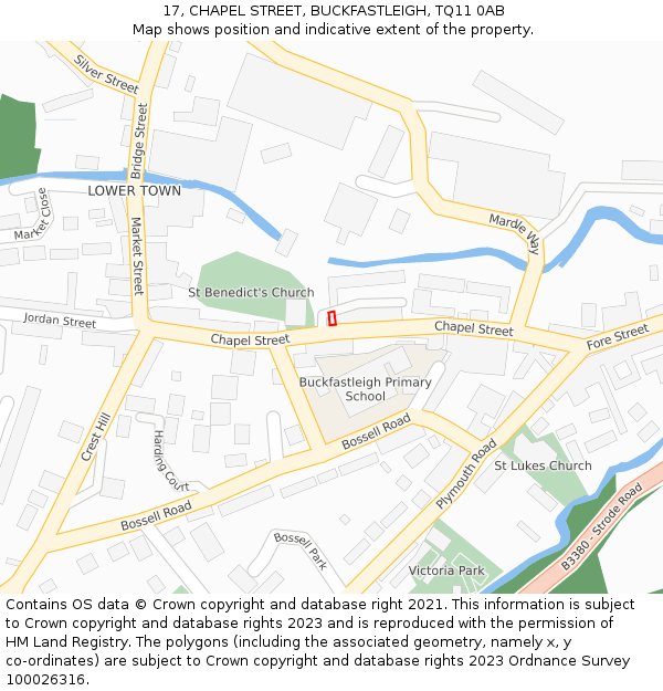 17, CHAPEL STREET, BUCKFASTLEIGH, TQ11 0AB: Location map and indicative extent of plot