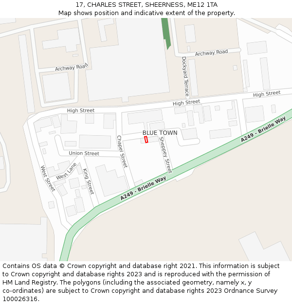 17, CHARLES STREET, SHEERNESS, ME12 1TA: Location map and indicative extent of plot