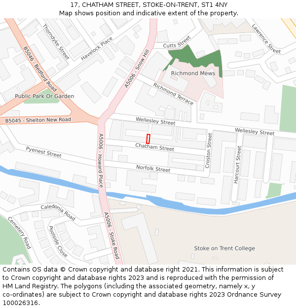 17, CHATHAM STREET, STOKE-ON-TRENT, ST1 4NY: Location map and indicative extent of plot