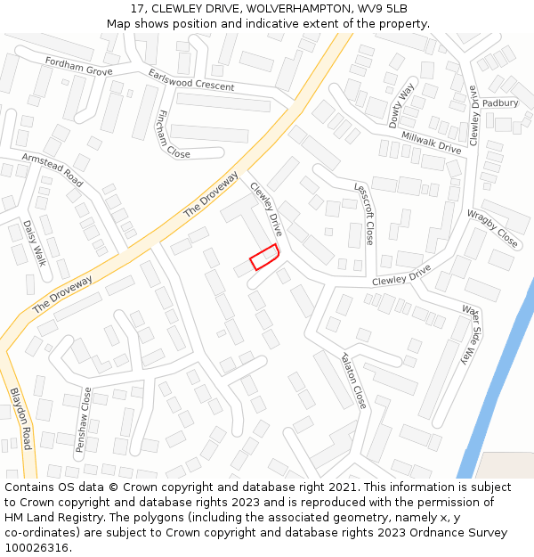 17, CLEWLEY DRIVE, WOLVERHAMPTON, WV9 5LB: Location map and indicative extent of plot