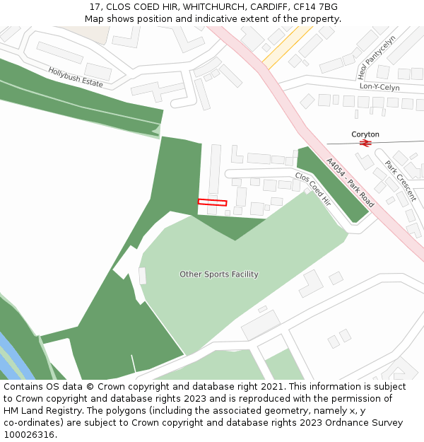 17, CLOS COED HIR, WHITCHURCH, CARDIFF, CF14 7BG: Location map and indicative extent of plot
