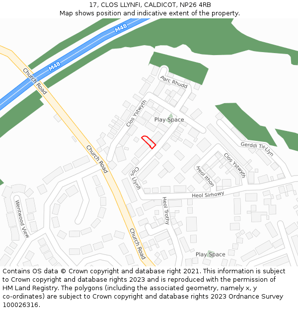 17, CLOS LLYNFI, CALDICOT, NP26 4RB: Location map and indicative extent of plot
