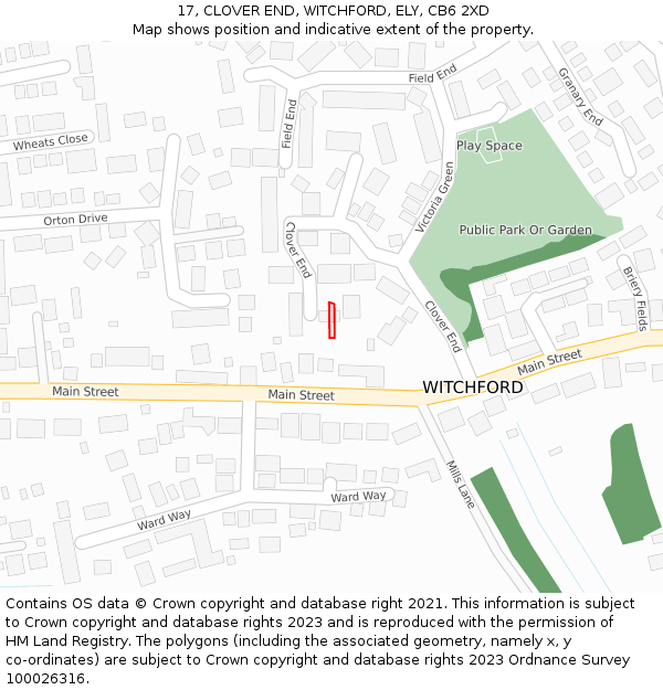 17, CLOVER END, WITCHFORD, ELY, CB6 2XD: Location map and indicative extent of plot