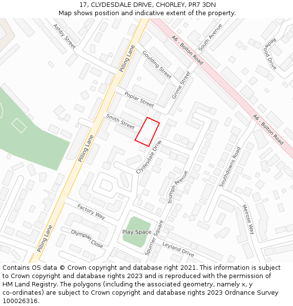 17, CLYDESDALE DRIVE, CHORLEY, PR7 3DN: Location map and indicative extent of plot