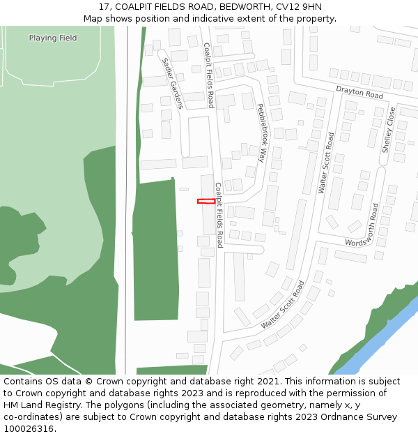 17, COALPIT FIELDS ROAD, BEDWORTH, CV12 9HN: Location map and indicative extent of plot