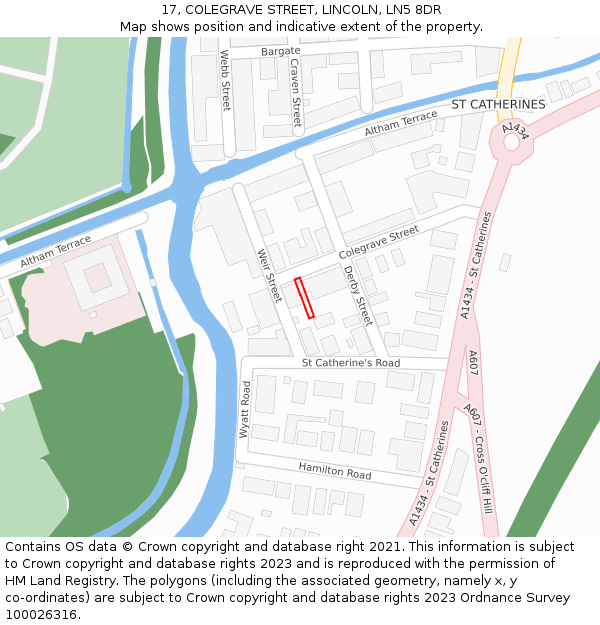 17, COLEGRAVE STREET, LINCOLN, LN5 8DR: Location map and indicative extent of plot
