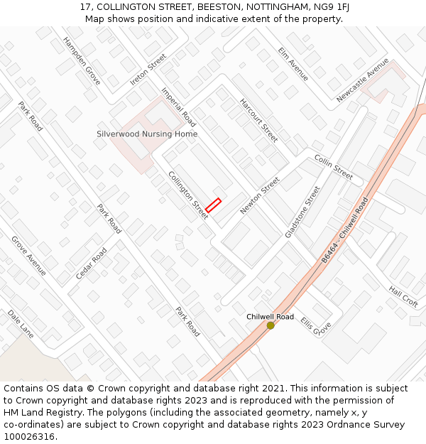 17, COLLINGTON STREET, BEESTON, NOTTINGHAM, NG9 1FJ: Location map and indicative extent of plot