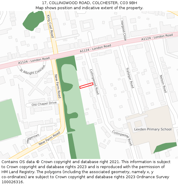 17, COLLINGWOOD ROAD, COLCHESTER, CO3 9BH: Location map and indicative extent of plot