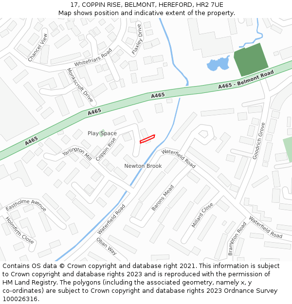17, COPPIN RISE, BELMONT, HEREFORD, HR2 7UE: Location map and indicative extent of plot