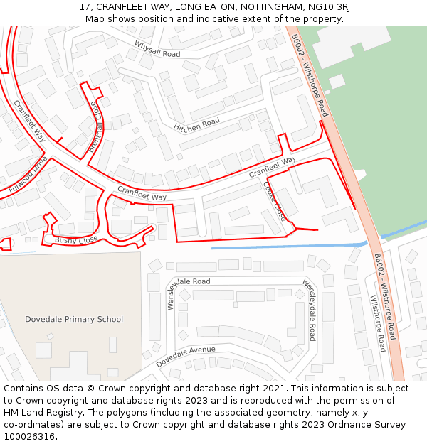 17, CRANFLEET WAY, LONG EATON, NOTTINGHAM, NG10 3RJ: Location map and indicative extent of plot