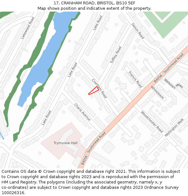 17, CRANHAM ROAD, BRISTOL, BS10 5EF: Location map and indicative extent of plot