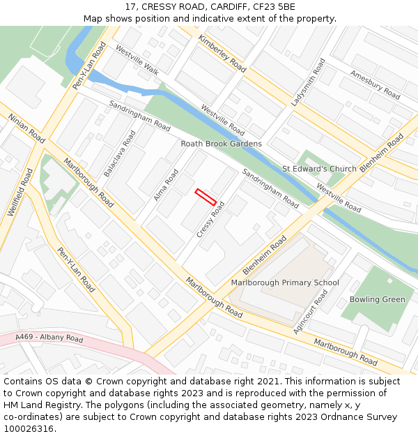 17, CRESSY ROAD, CARDIFF, CF23 5BE: Location map and indicative extent of plot