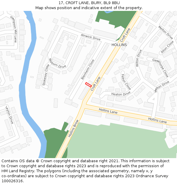 17, CROFT LANE, BURY, BL9 8BU: Location map and indicative extent of plot