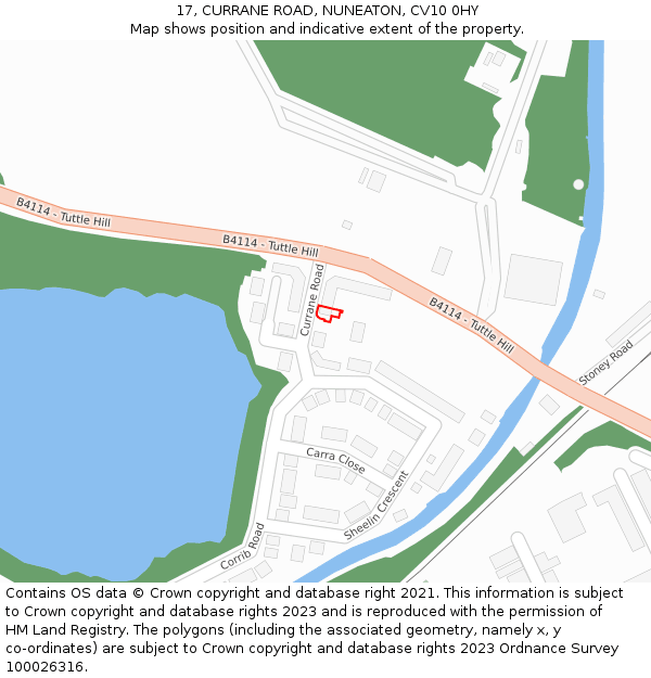 17, CURRANE ROAD, NUNEATON, CV10 0HY: Location map and indicative extent of plot