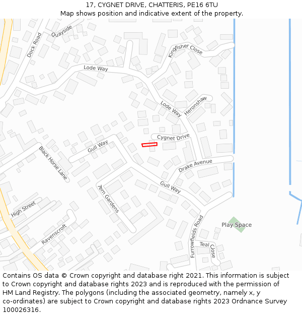 17, CYGNET DRIVE, CHATTERIS, PE16 6TU: Location map and indicative extent of plot