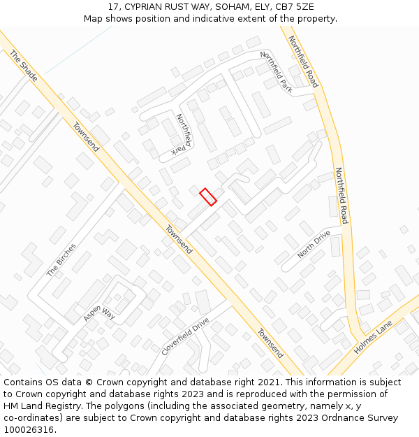 17, CYPRIAN RUST WAY, SOHAM, ELY, CB7 5ZE: Location map and indicative extent of plot