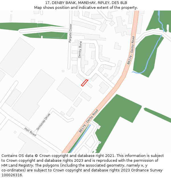 17, DENBY BANK, MAREHAY, RIPLEY, DE5 8LB: Location map and indicative extent of plot