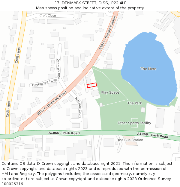 17, DENMARK STREET, DISS, IP22 4LE: Location map and indicative extent of plot